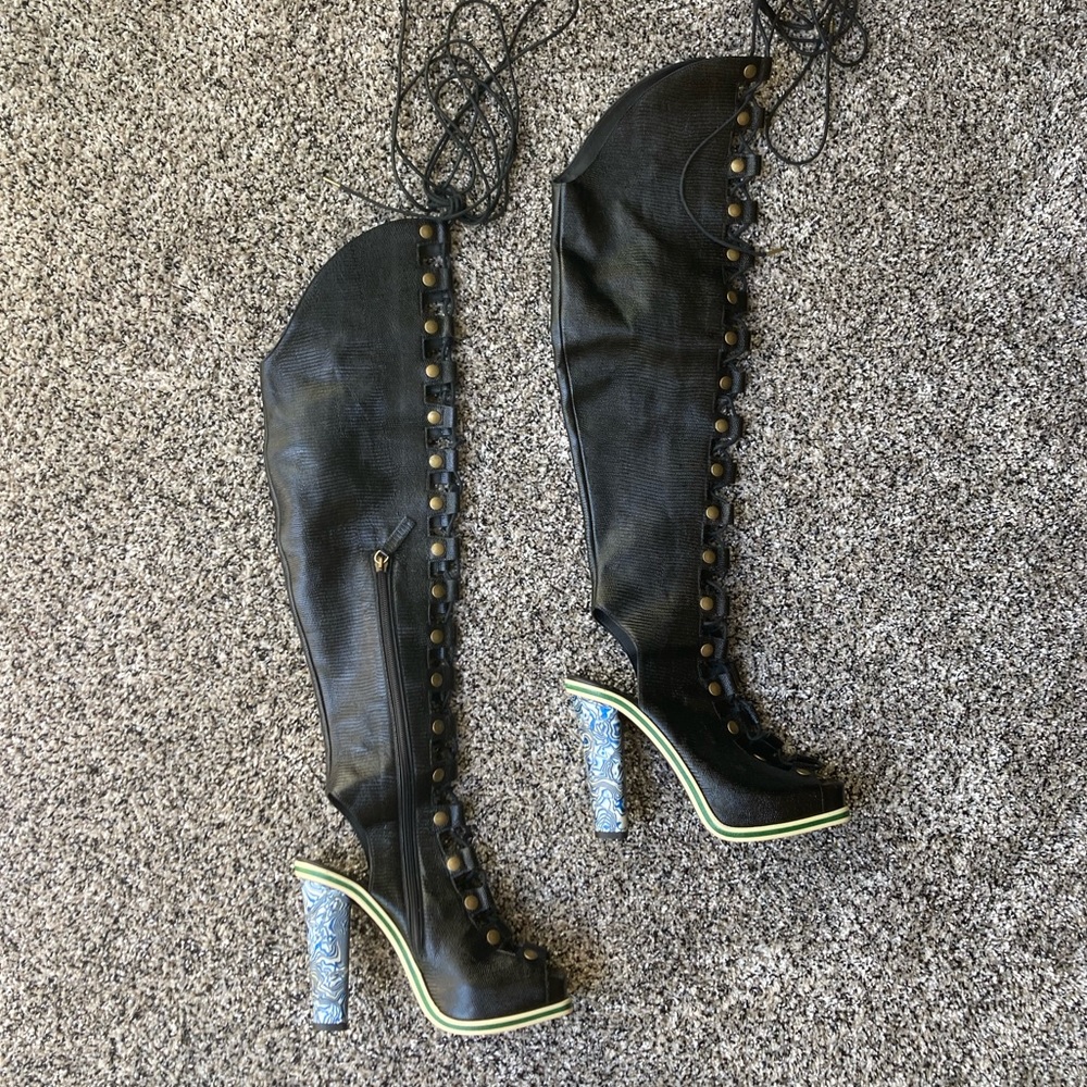 RODARTE Knee high lace up heels 2015 collection